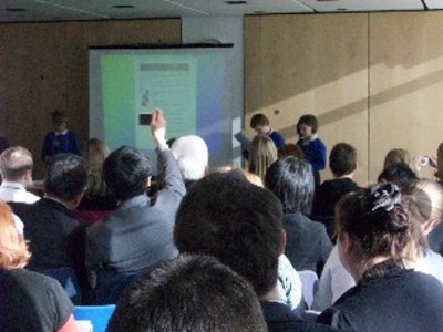 Students of Wearhead School giving a presentation