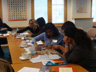 Teachers enjoying an introduction to the Japanese language